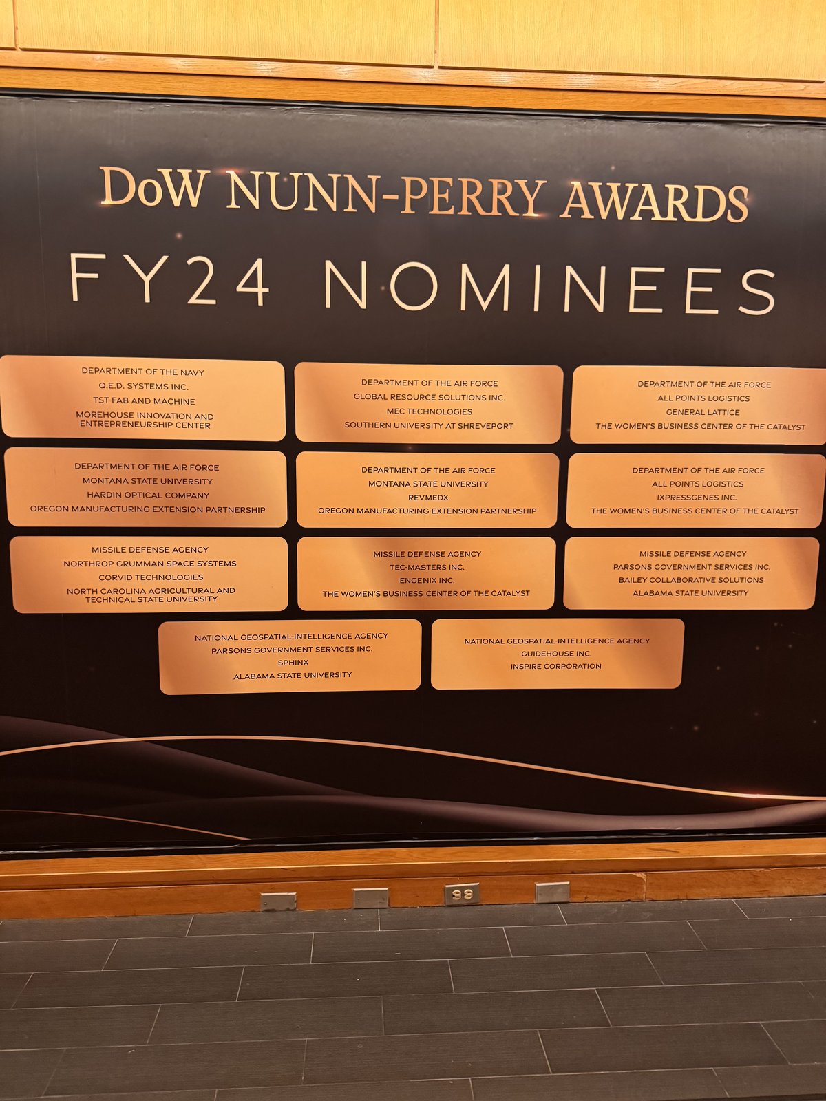 DoW Nunn-Perry Awards FY24 nominees plaque featuring Sphinx